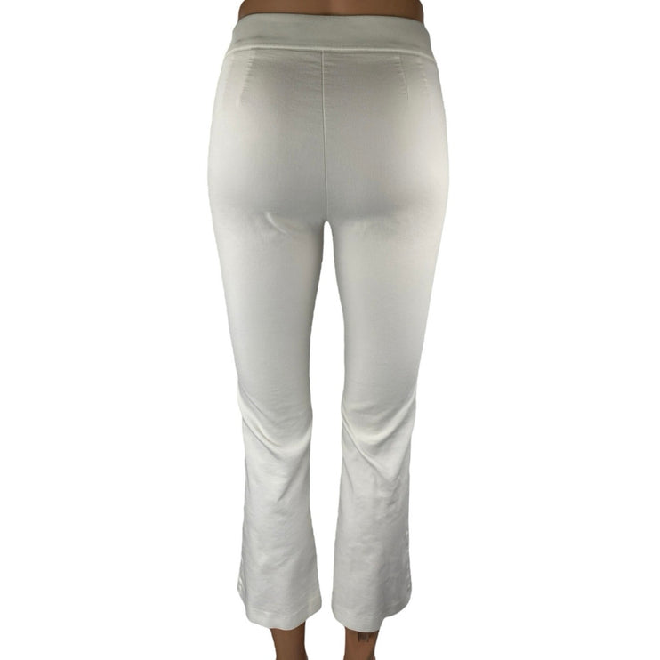 Zara Women's White High Waisted Slim Flared Cropped Trousers Pants Size XS