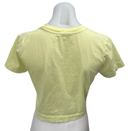 Zara Women's Yellow Short sleeve Crew Neck Slim Fit Crop Tee T-shirt Top Size M