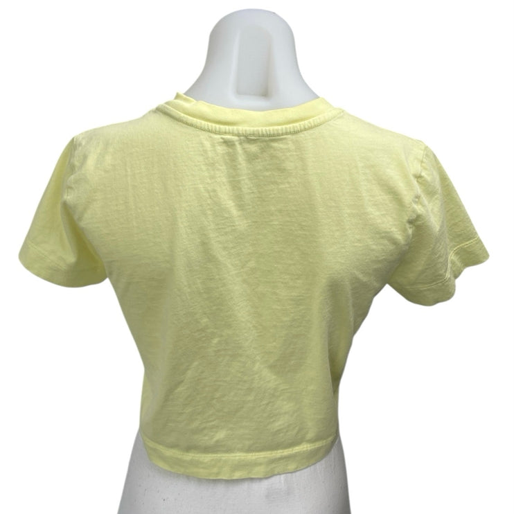 Zara Women's Yellow Short sleeve Crew Neck Slim Fit Crop Tee T-shirt Top Size M