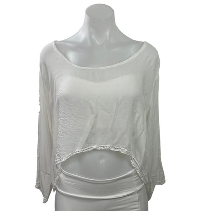 Stylestalker Women's White Scoop Neck Cutout Hi-Low T Shirt Blouse Top Size 6