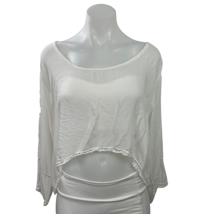 Stylestalker Women's White Scoop Neck Cutout Hi-Low T Shirt Blouse Top Size 6