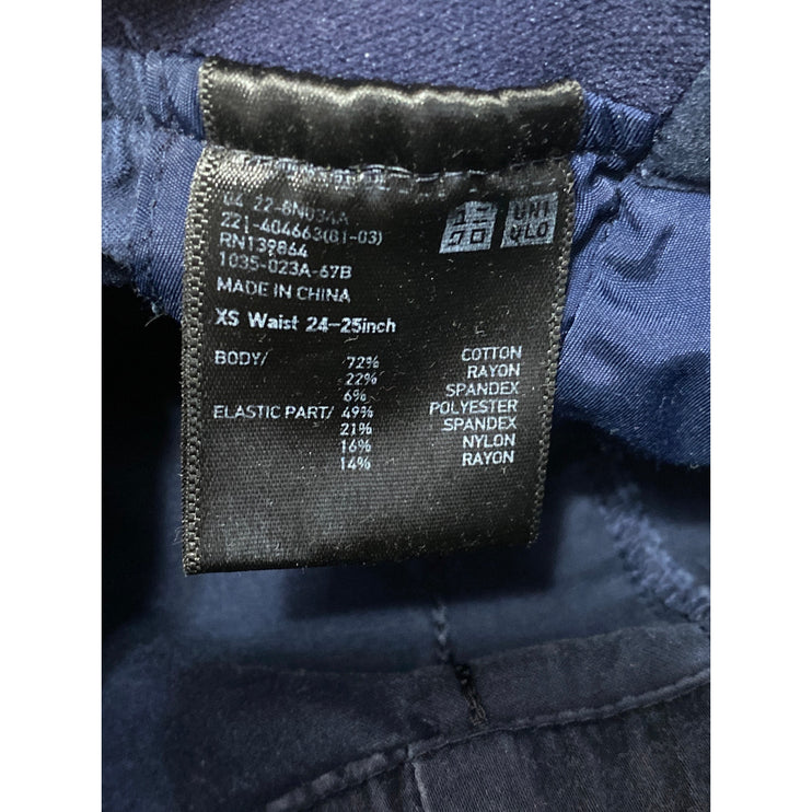 Uniqlo Women's Navy Blue Mid Rise Slim Chino Khaki Tapered Trousers Pants Sz XS
