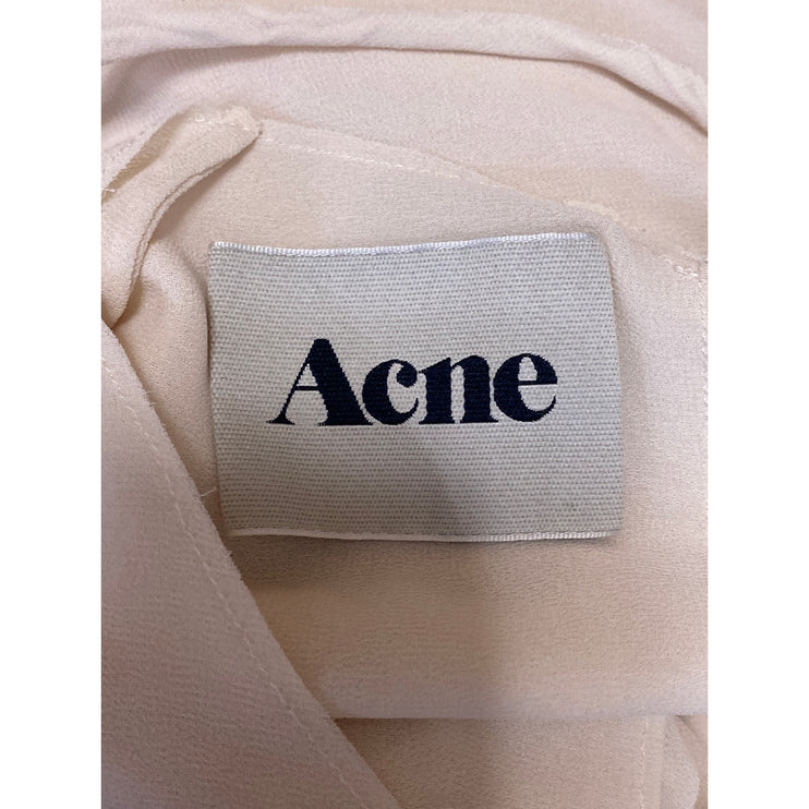 Acne Women's Light Beige Short Sleeve Tie Waist Mini Day Shift T-Shirt Dress 36
