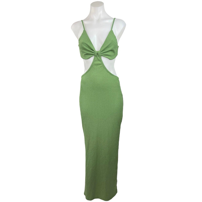 SHEIN Green Cut-Out Ruched Spaghetti Strap Slit Hem Maxi Sexy Bodycon Dress 6 SHEIN Green Cut-Out Ruched Spaghetti Strap Slit Hem Maxi Sexy Bodycon Dress 6