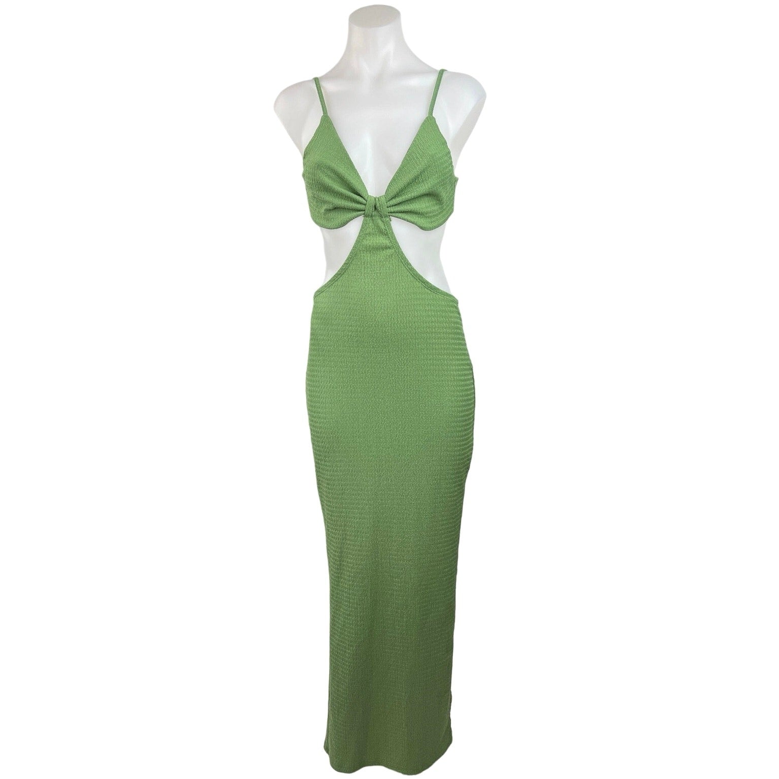 SHEIN Green Cut-Out Ruched Spaghetti Strap Slit Hem Maxi Sexy Bodycon Dress 6 SHEIN Green Cut-Out Ruched Spaghetti Strap Slit Hem Maxi Sexy Bodycon Dress 6