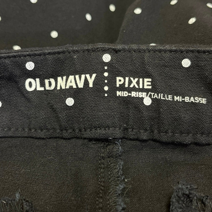 Old Navy Pixie Women's Black Polka Dots Mid Rise Skinny Crop Ankle Pants Size 6