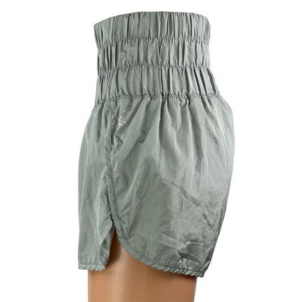 FP Movements Women's Gray Black Two Tone Smocked Elastic Waist Athletic Shorts S