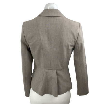 Ann Taylor LOFT Womens Khaki Long Sleeve Collared Button Blazer Coat Jacket 0P