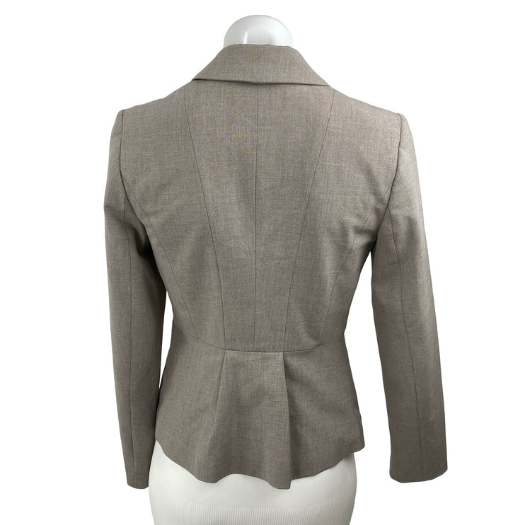 Ann Taylor LOFT Womens Khaki Long Sleeve Collared Button Blazer Coat Jacket 0P