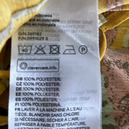 H&M Yellow Floral Square Neck Short Sleeve Open Tie Back Blouse Crop Top Size XS