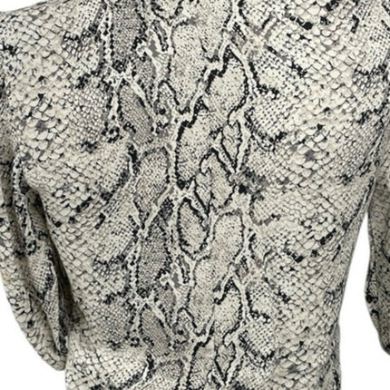 Reformation Eliana Snakeskin Animal Print V Neck 3/4 Sleeve Crop Blouse Top Sz S