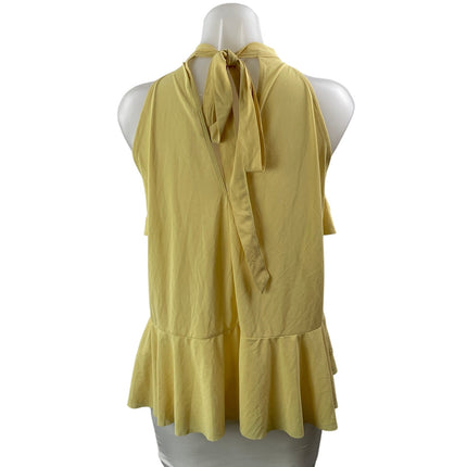 Zara Women's Butter Yellow Halter Ruffle Sleeveless Tiered Peplum Blouse Top M