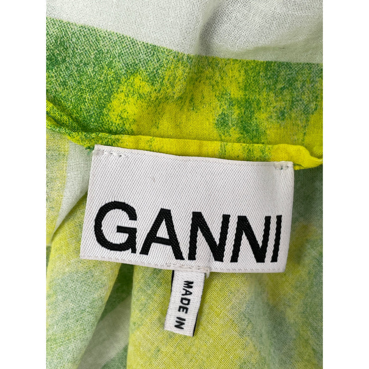 Ganni Green Yellow Voile Tie Dye Winter Snow Shawl Wrap Neck Scarf One Size