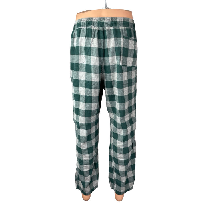 J.Crew Men's Green Gingham Check Tie Waist Straight Sleepwear Pajama Pants XL