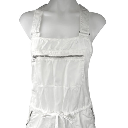 Aritzia Wilfred White Sleeveless Drawstring Crop Bib Romper Jumpsuit Size XXS