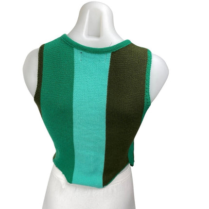 Cider Multicolor Sleeveless Knit Colorblock Crew Neck Tank Sweater Vest Top Sz S