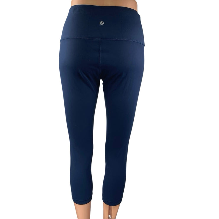 Lululemon Blue Mid Rise Skinny Activewear Athletic Yoga Crop Leggings Pants Sz 8