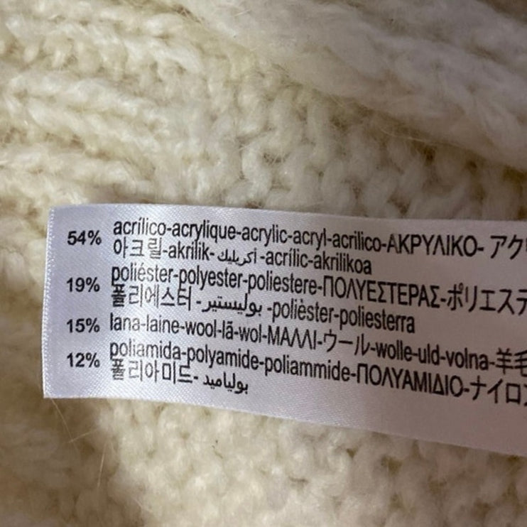 Zara Women's Cream Wool Long Sleeve Mock Neck Knit Pullover Sweater Top Size L