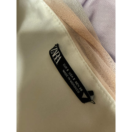 ZARA Women's Multicolor Tie-Dye Ruched Tulle Strapless Midi Bodycon Dress Size S