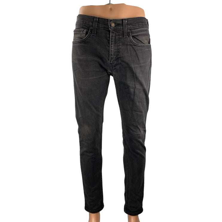 Levi's Men's Black Washed Slim Fit Tapered Leg Casual Y2K Denim Jeans Size 32
