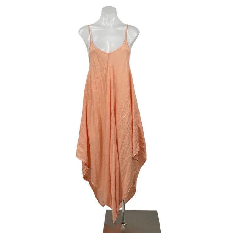 NEW Elan Peach Handkerchief Sleeveless Asymmetrical Cami Tank Slip Midi Dress S