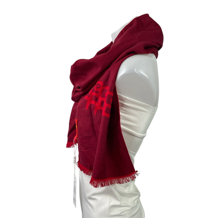 NEW Silk Story Women's Red Two Tone Fringe Wrap Shawl Neck Scarf Size OS