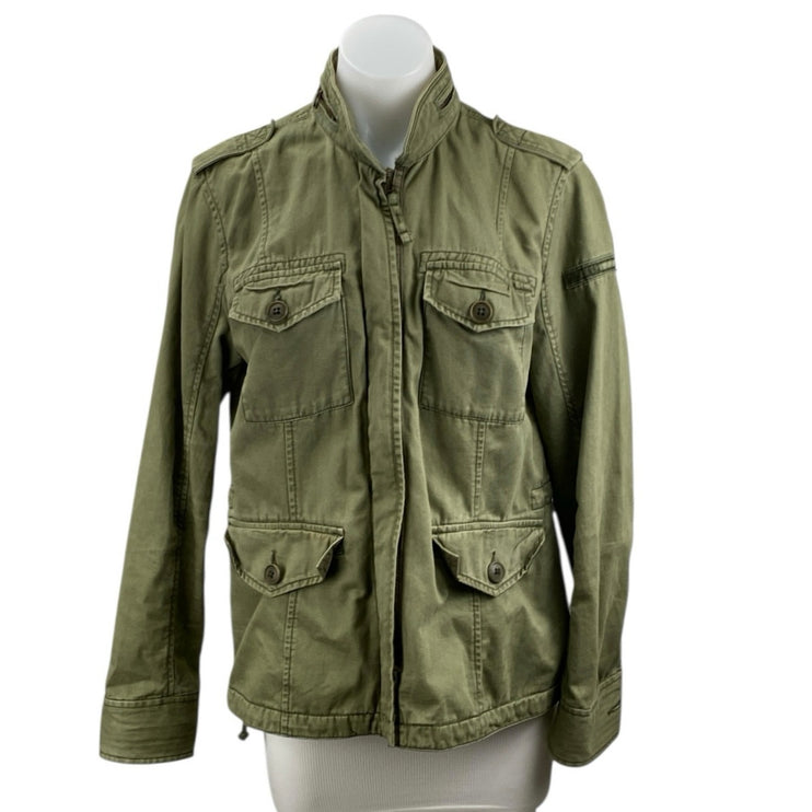 Abercrombie & Fitch Women's Green Long Sleeve Full Zip Utility Coat Jacket Sz M