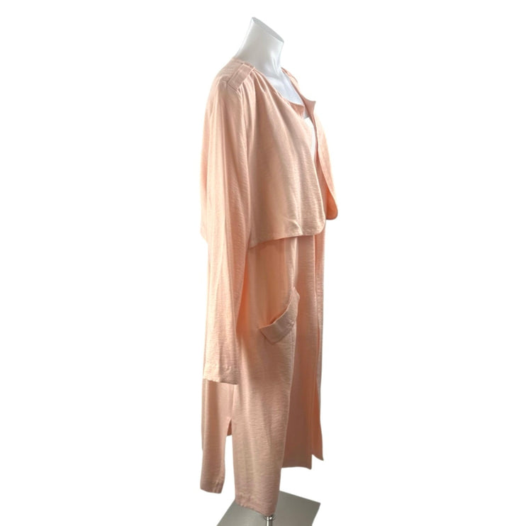 NEW Sejour Womens Pink Long Sleeve Midi Open Front Duster Trench Coat Jacket 16W