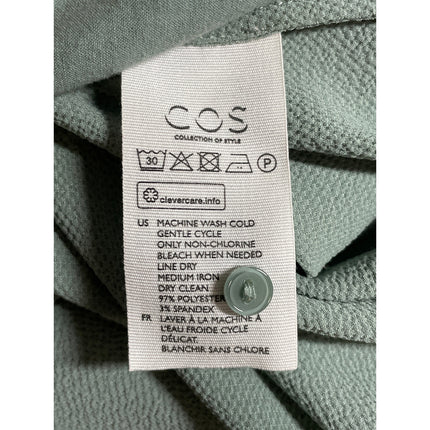 COS Green Long Sleeve Button Down V Neck Drop Waist Swing Midi Dress Size 4