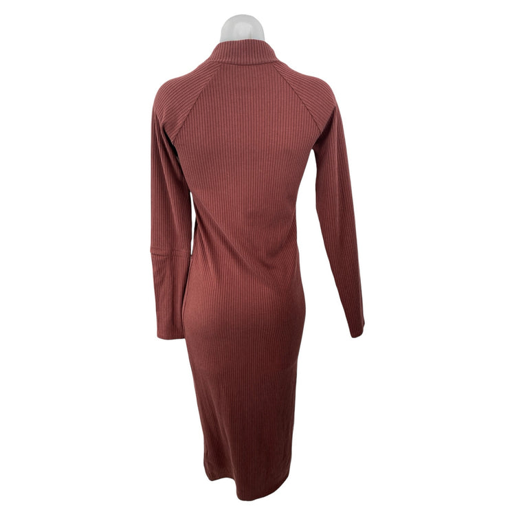 G-Star Women's Brown Long Sleeve Ribbed Knit Mock Neck Midi Sweater Dress Size Mb
