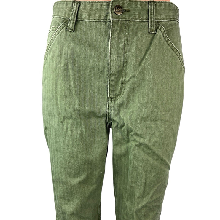 Lee Vintage Modern Women's Green High Rise Dungaree Cargo Ankle Jeans Pants 27