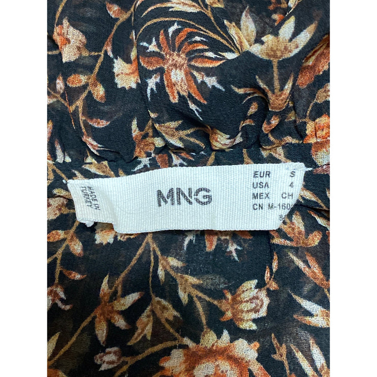 MNG Mango Women's Multicolor Ruffle Long Sleeve Button Down Sheer Blouse Top 4