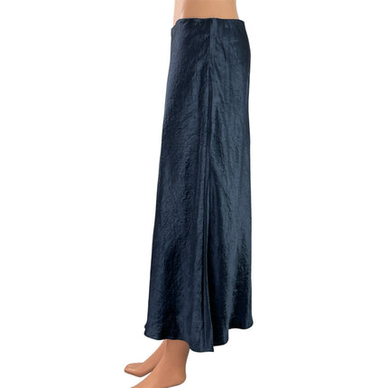 Aritzia Babaton Blue Silk Satin High Waist Flare Straight Full Midi Skirt Sz 12
