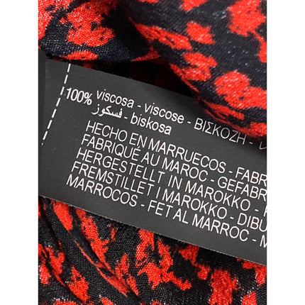 ZARA Red Black Leopard Print Ruffle Mock Neck Long Sleeves Mini A-Line Dress S