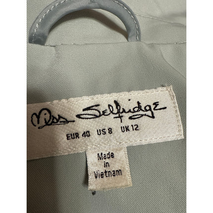 Miss Selfridge Green Double Breasted Ruched 3/4 Sleeve Blazer Coat Jacket Size 8