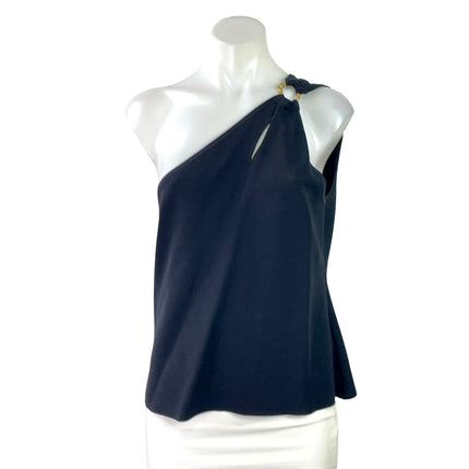 Love Bonito Women's Black One Shoulder Ring Sleeveless Knit Blouse Top Size XL