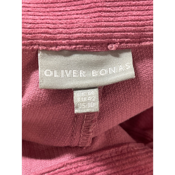 Oliver Bonas Womens Pink Purple Corduroy High Rise Wide Leg Trousers Pants Sz 10