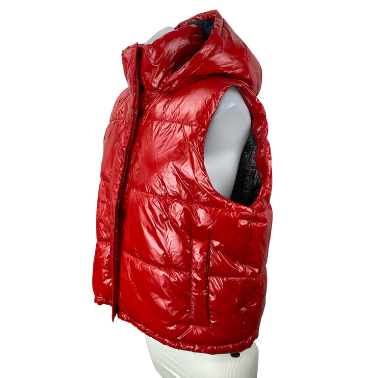 NEW Lou & Grey Gorpcore Red Faux Vegan Leather Quilted Vest Puffer Coat Jacket M