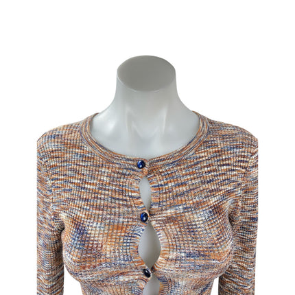 Lovers + Friends Women's Multicolor Knit Long Sleeve Crop Cardigan Sweater Top M