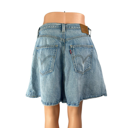 Levi's Women's Blue Light Wash Mini Flounce Flared A-Line Denim Jeans Skirt 29