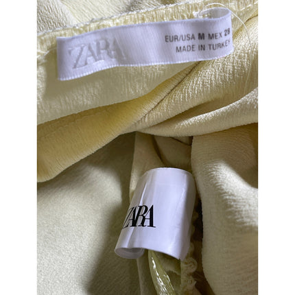 Zara Women's Yellow Halter Plunge V Neck Sleeveless Open Back Blouse Top Size M