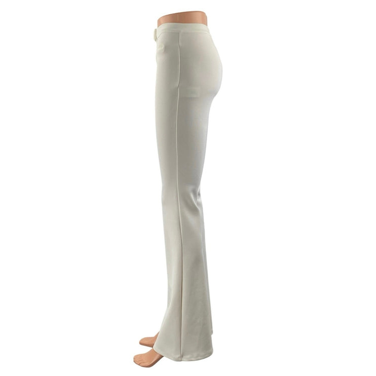 NEW Zara Women's White High Rise Flare Bootcut Bell Bottom Trousers Pants Size S