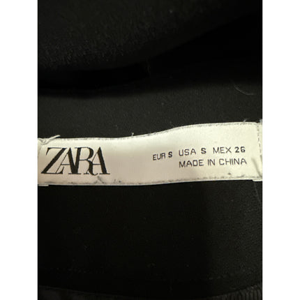 Zara Women's Black High Rise Straight Wide Leg Zipper Trousers Dress Pants Sz S