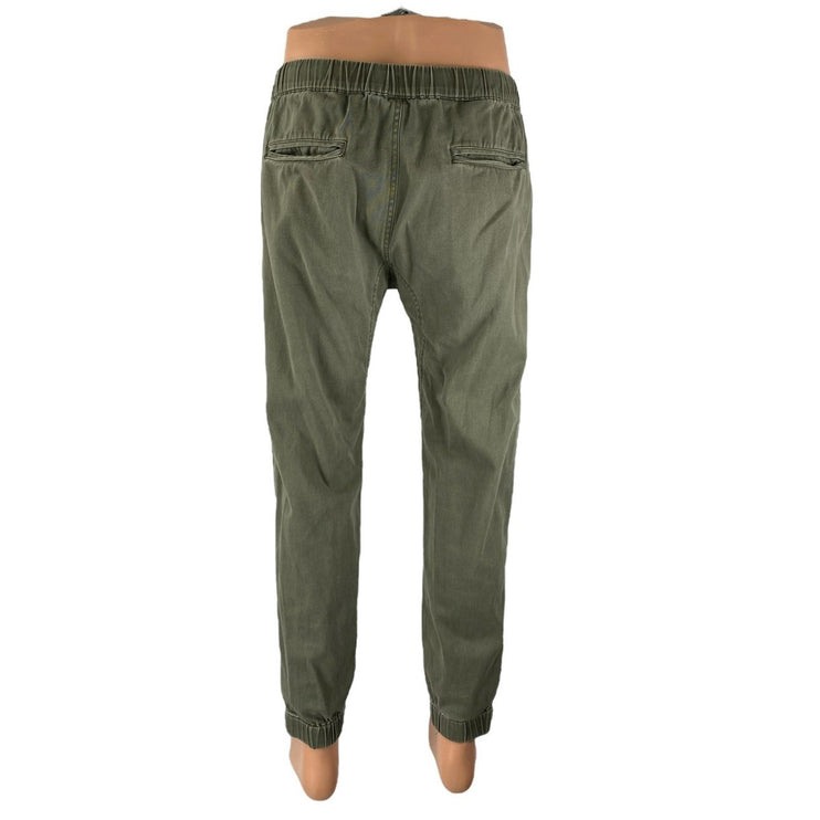 MG Black Men's Olive Green High Waisted Tapered Trousers Joggers Pants Size 32
