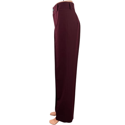 Zara Women's Red High Waisted Pleated Career Straight Leg Trousers Pants Size XS