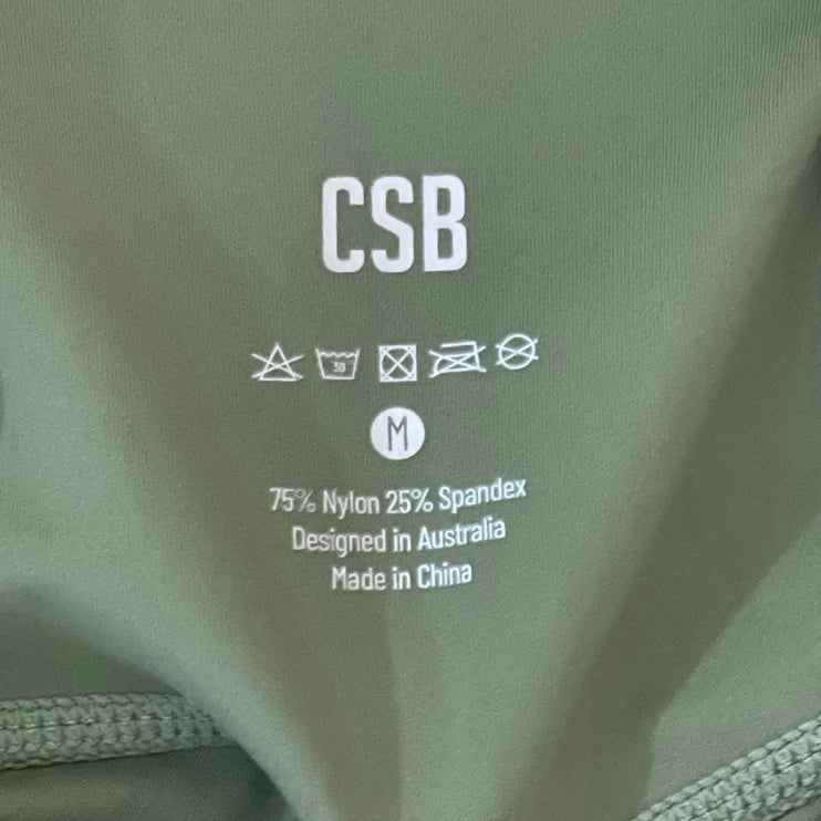 CSB Women's Green High Rise Yoga Gym Workout Athletic Activewear Legging Pants M