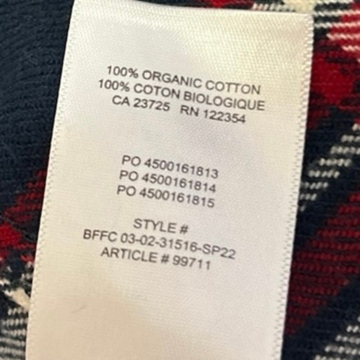 Aritzia TNA Blue Red Plaid Flannel Button Down Long Sleeve Shirt Top Size M