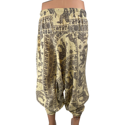 Remtex Men's Multicolor Geometric Wide Leg Cropped Harem Trousers Pants Size S/M