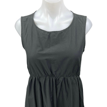 JOS Women's Gray Silk Sleeveless Pleated Crew Neck Midi A Line Tank Dress Sz 10