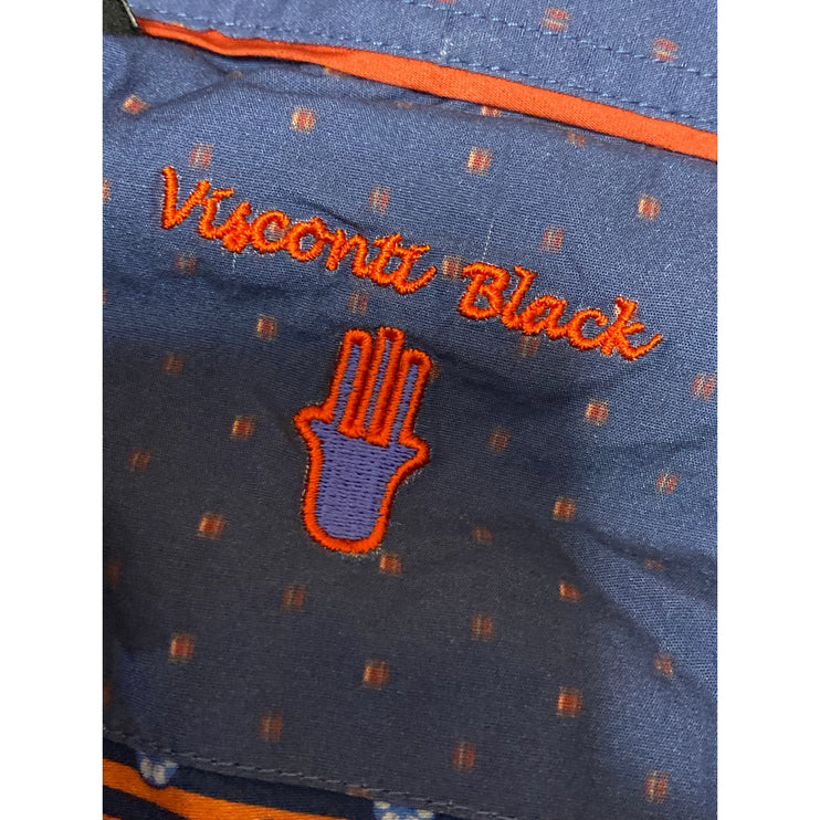 Luchiano Visconti Maroon Floral Striped Long Sleeve Button Down Shirt Top Size S